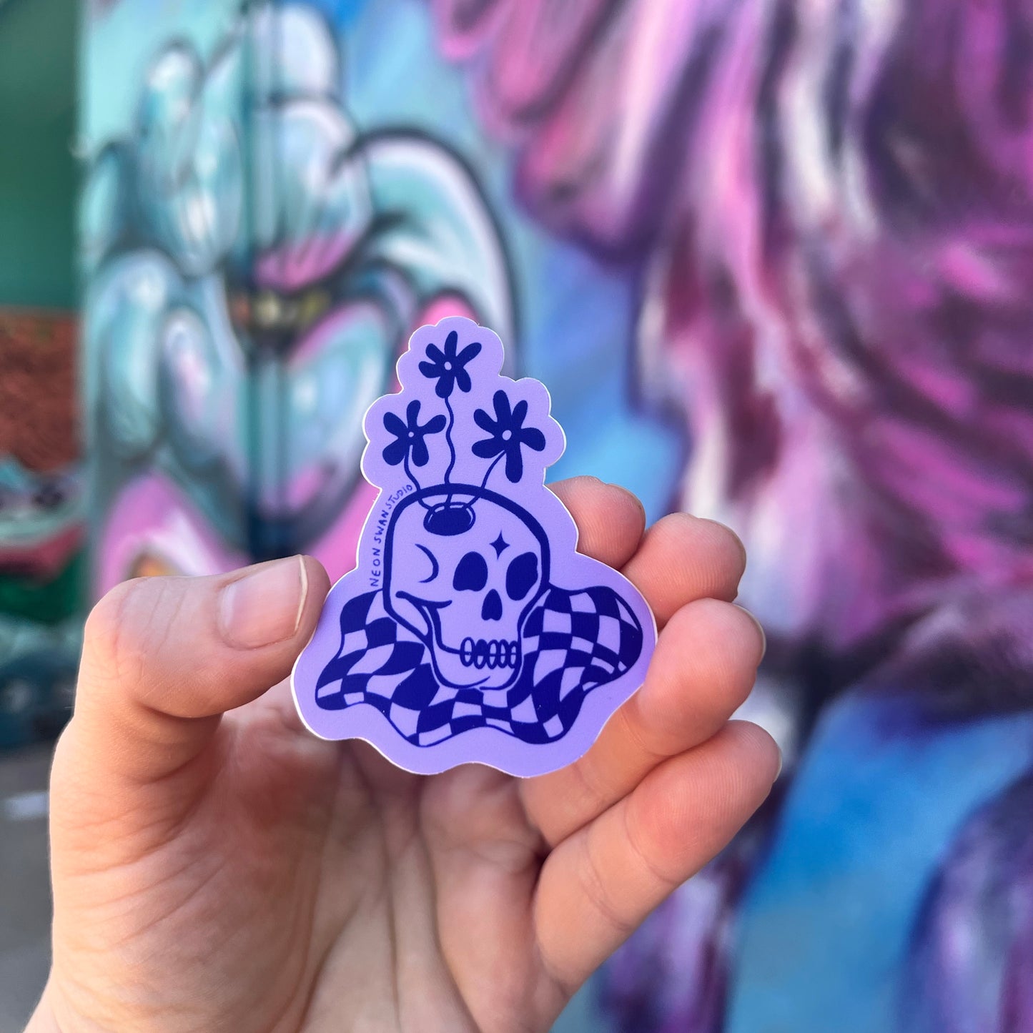 Skull and Flowers Sticker